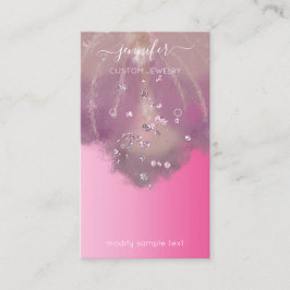 Logo Custom Jewelcard Social Pink Florals Visitenkarte