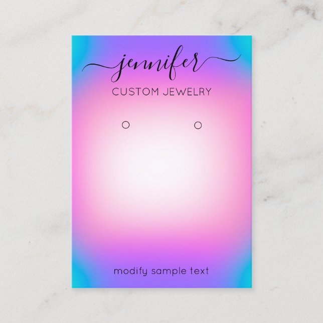 Logo Custom Jewele Card SocialOmbre Pink Visitenkarte (Vorderseite)