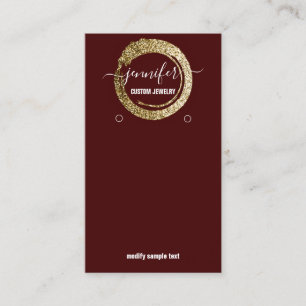 Logo Custom Jewely Social Media Burgundy Gold Visitenkarte