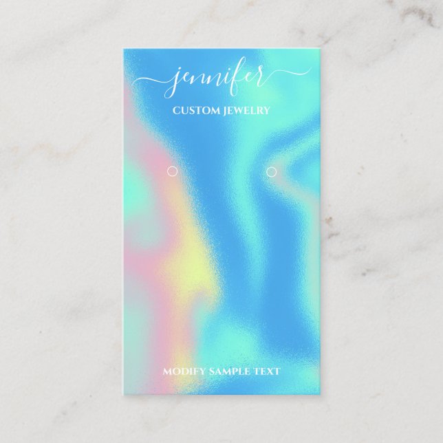 Logo Custom Juwelier Card Social Holograph Glam Visitenkarte (Vorderseite)