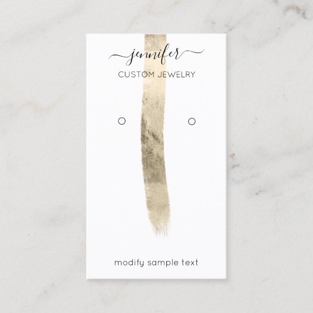 Logo Custom Juwelier Card Social Media Gold Stroke Visitenkarte (Vorderseite)
