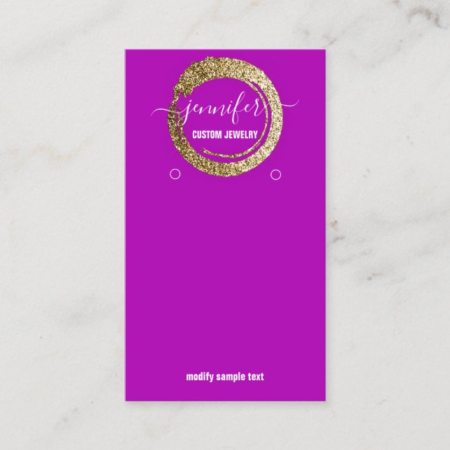 Logo Custom Juwelier Social Media Pink Fuchsia Gol Visitenkarte (Vorderseite)