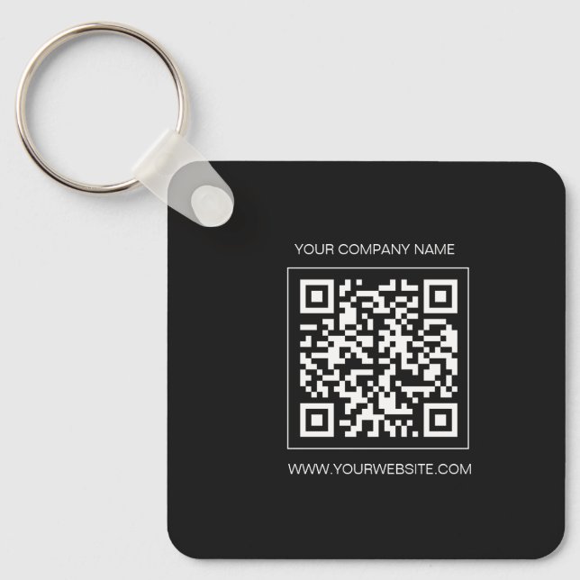 Logo, custom QR code  text double sided black  Schlüsselanhänger (Vorderseite)