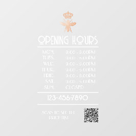 Logo "Custom QUEEN BEE White Business Open Hours" Fensteraufkleber
