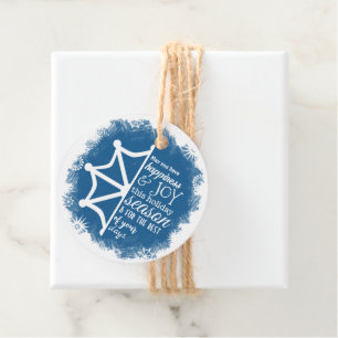 Logo d Blue, White Snowflake Weihnachtsgeschenk-Ta Geschenkanhänger