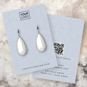 Logo d'apparence de lin bleu poussiéreux QR carte 