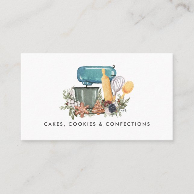 Logo de boulangerie aquarelle | Carte de visite fl (Devant)