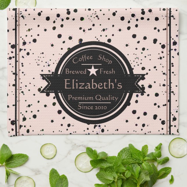 Logo de café personnalisé serviette de cuisine (Plié)