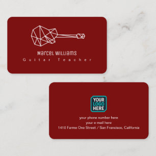 Logo de carte de visite rouge pour musicien et gui