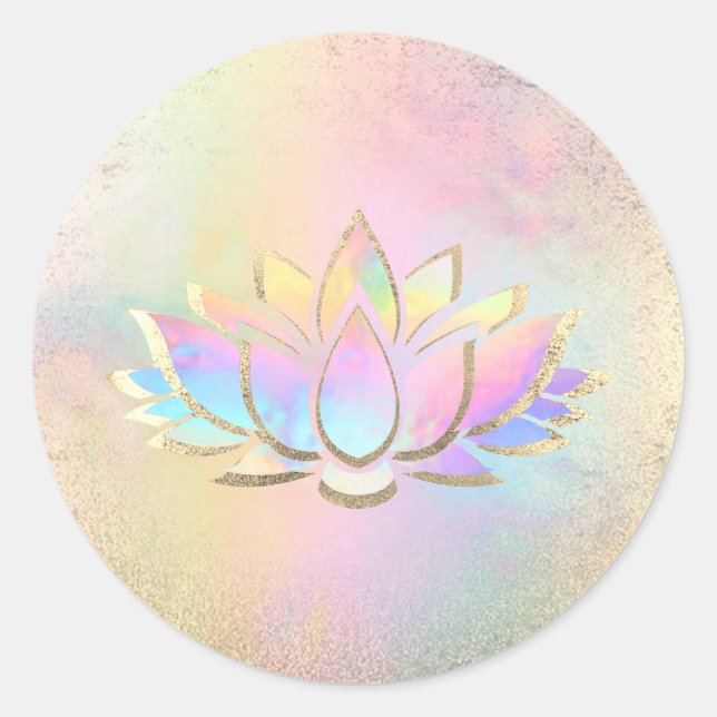 ・ logo de fleur de lotus pastel autocollant rond c (Devant)