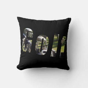 Logo De Golf, Coussin À Throw Noir.
