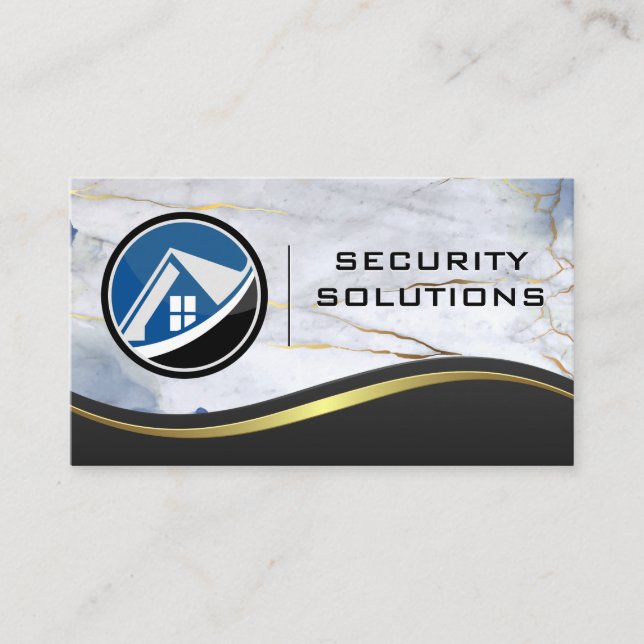 Logo de la maison | Carte de visite en marbre méta (Devant)