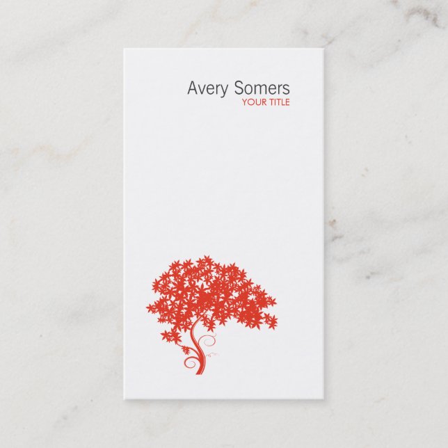 Logo de l'arbre rouge Carte de visite blanc simple (Devant)