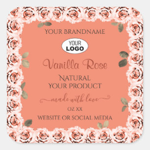 Logo de l'Arrière - plan Saumon Étiquette rose Ros