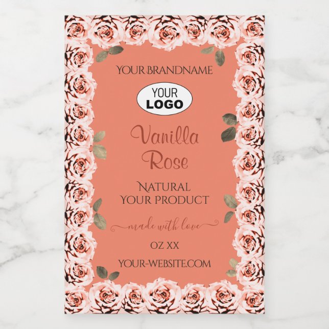 Logo de l'Arrière - plan Saumon Étiquette rose Ros (Étiquettes simples)