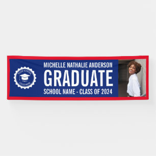 Logo de l'école Graduation Photo Bannière rouge