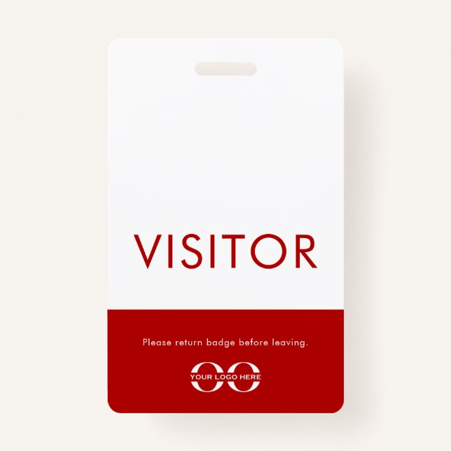 Logo de l'entreprise Badge de visiteur Rouge (Devant)