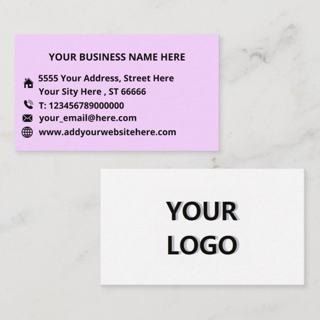 Logo de l'entreprise personnalisée Carte de visite (Devant / Derrière)