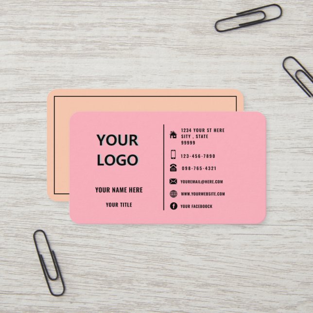 Logo de l'entreprise personnalisée Carte de visite (Devant/Arrière en situation)