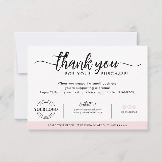 Logo de l'entreprise personnalisée Merci rose (Devant)
