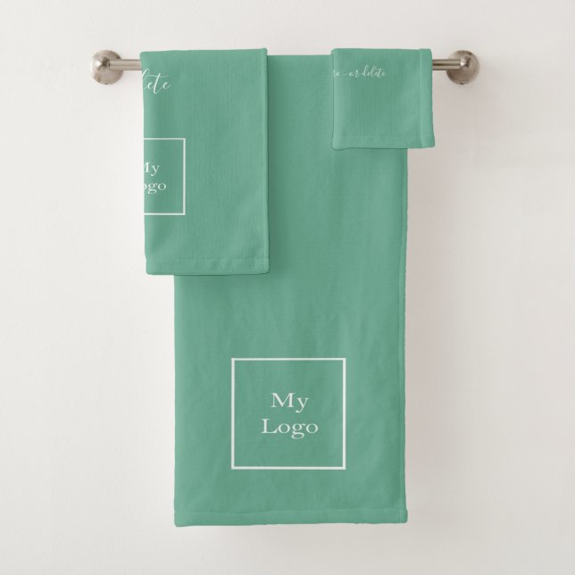 Logo de l'entreprise vert blanc texte d'affaires s (En situation)