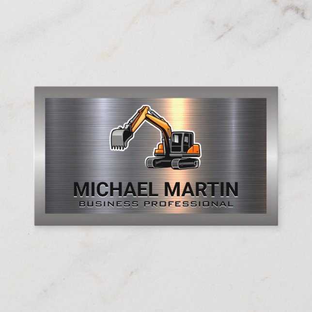 Logo de l'excavateur | Carte de visite métallique (Devant)