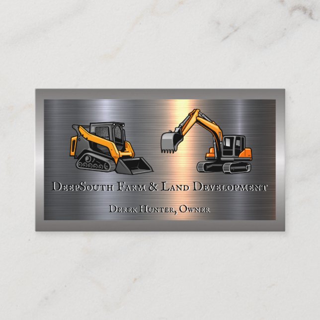 Logo de l'excavateur | Carte de visite métallique (Devant)
