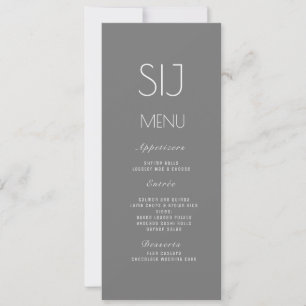 Logo de mariage gris jaune simple menu de dîner en