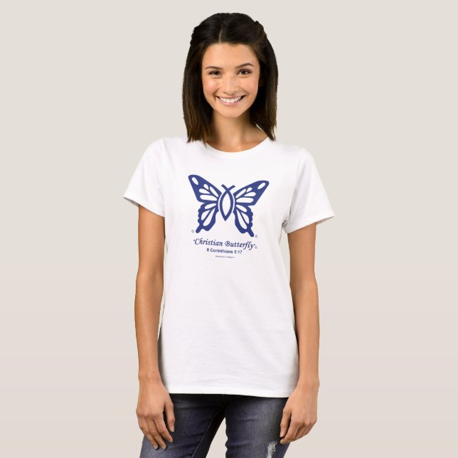Logo de marine de T-shirt "de papillon chrétien" (Devant entier)