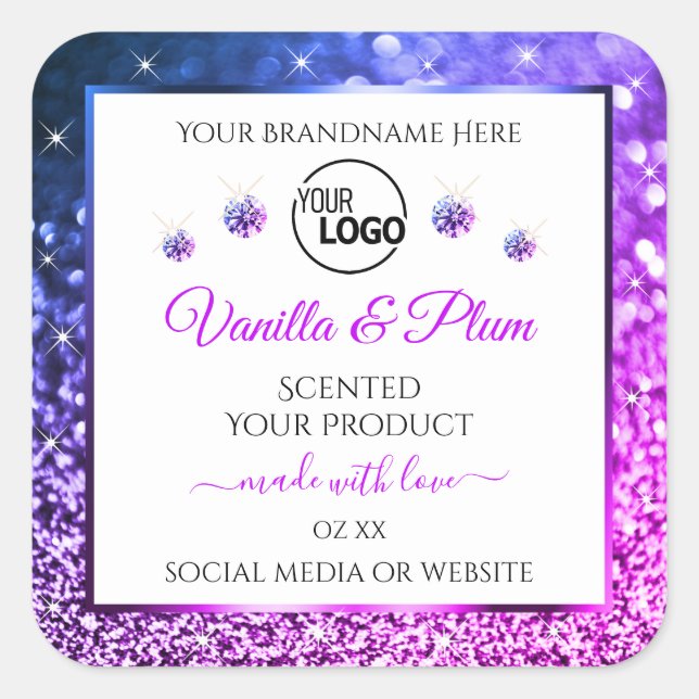 Logo de Parties scintillant rose violet Étiquettes (Devant)