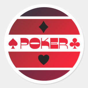 Logo de poker inverse rouge étiquette noir autocol