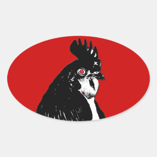 Logo de poulet en vieillissement Sticker ovale