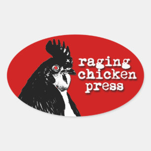 Logo de poulet en vieillissement Sticker ovale ave