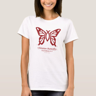 Logo de rouge de cerise de T-shirt "de papillon