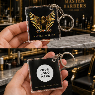 Logo de salon de coiffure Luxe Golden Eagle Barber