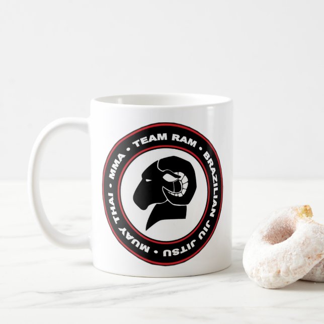 Logo de tasse de café de RAM, noir et rouge (Avec donut)