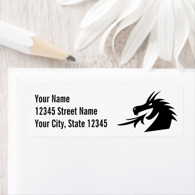 Logo de tête de dragon étiquettes d'adresse de ret (En situation)