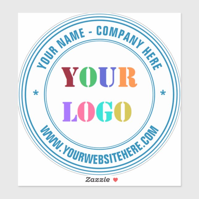 Logo de votre entreprise et Sticker de texte rond (Feuille)