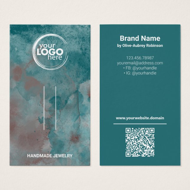 Logo d'écran de l'aquarelle turquoise QRCode (Devant & derrière)