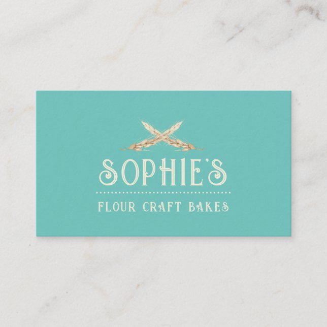 Logo d'Elegant Baker Carte de visite Turquoise (Devant)