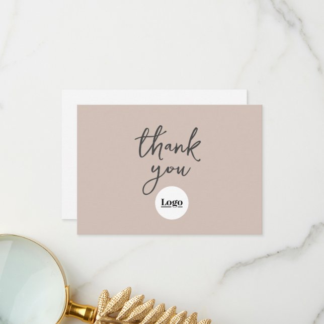 Logo d'entreprise Coco Carte de remerciements rose (Devant/Arrière en situation)