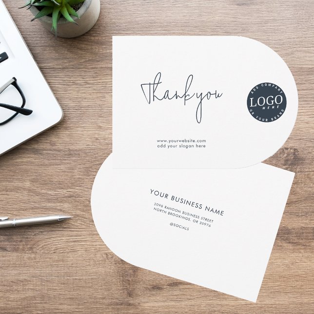 Logo d'entreprise et Carte de remerciements de sit (Business Logo Script Thank You Company Logo Arch Card)
