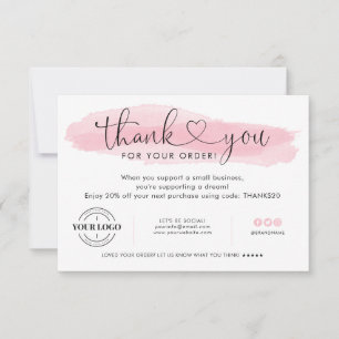 Logo d'entreprise Merci Coeur rose Carte de remerc