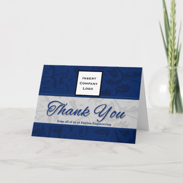 Logo d'entreprise Merci personnalisé bleu Damas (Devant)