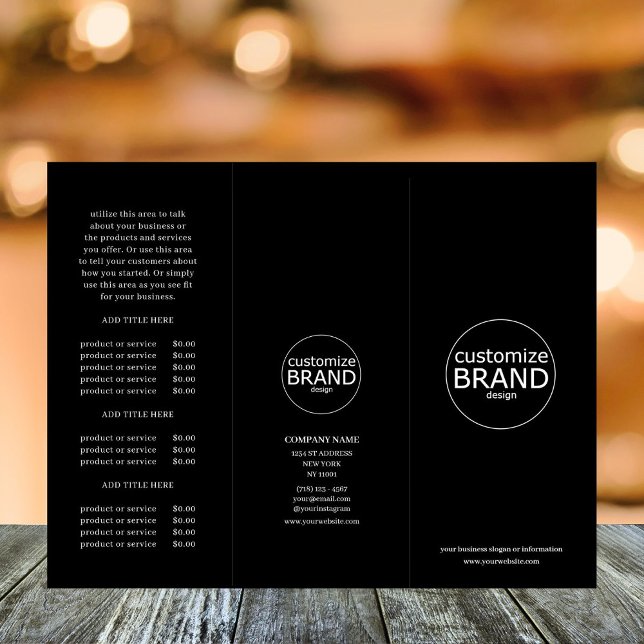 Logo d'entreprise moderne Brochure triple noire (business brochure)