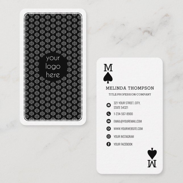 Logo d'entreprise Pique Unique Jouer Carte de visi (Devant / Derrière)