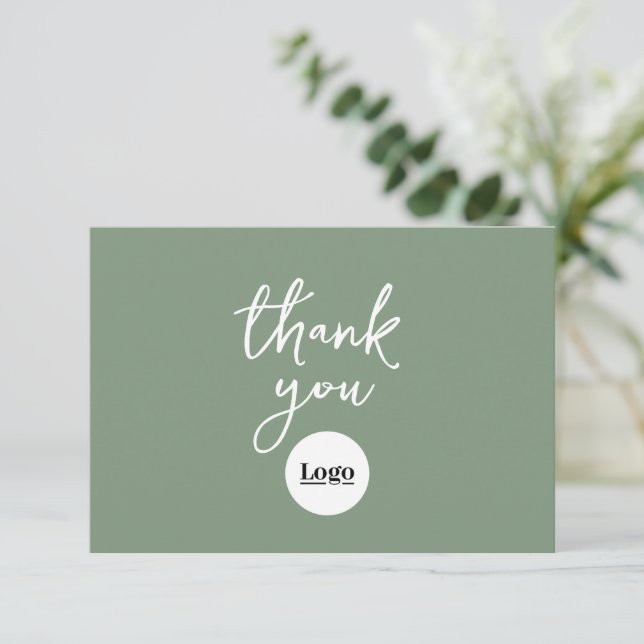 Logo d'entreprise Sage Green Carte de remerciement (Debout devant)