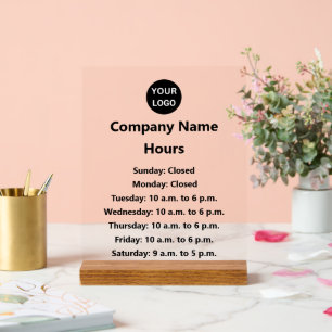 Logo d'entreprise Texte noir Heures d'ouverture