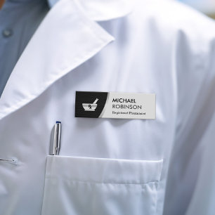 Logo der Apotheke Modernes Schwarzes Silber Namenschild
