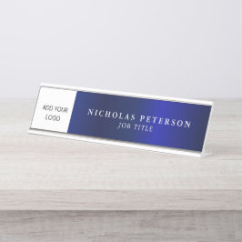Logo der beruflichen Führungskraft Metallic Navy C Schreibtischnamensplakette